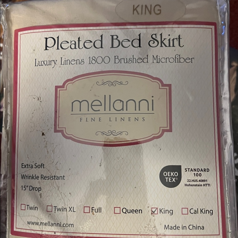 Mellanni King Pleated Bed Skirt in Beige— Brushed Microfiber